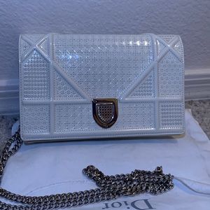 Christian Dior Diorama Chain Wallet White